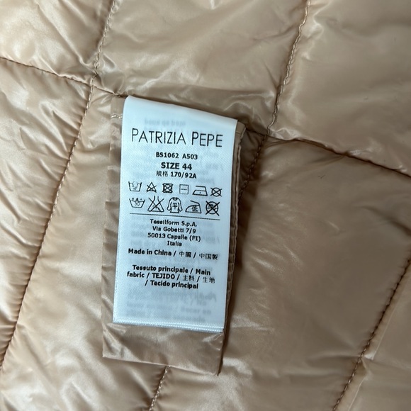 PATRIZIA PEPE Womens down feather puffer zip up jacket cream tan - Picture 10 of 12